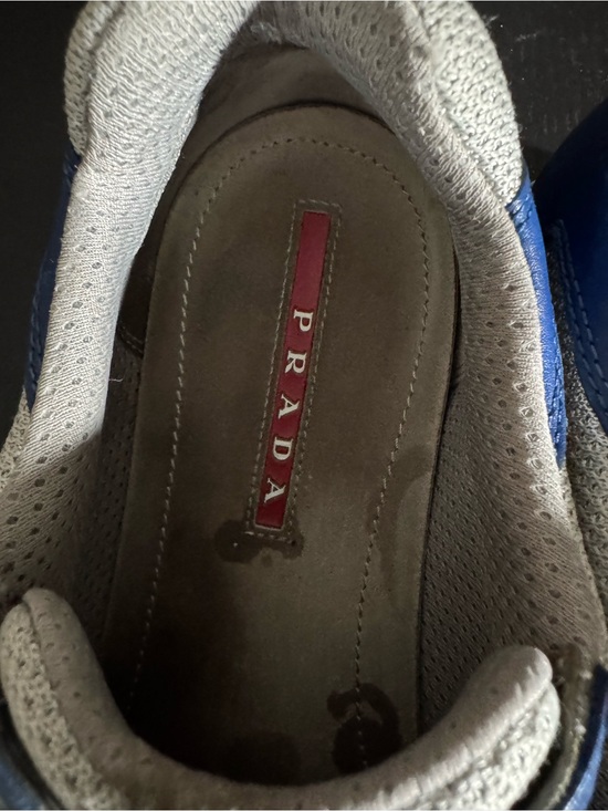 PRADA Blue Gray White Leather Mesh Low Top Lace Up Athletic Sneakers. Sz9.5 main image 4